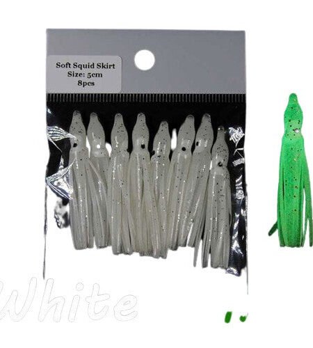 White Lumo 5cm Octopus Luminous Skirts ( Pack of 8)
